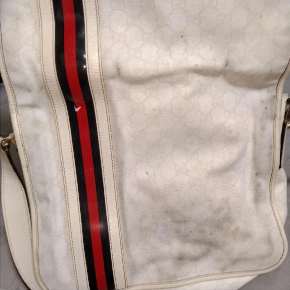 Gucci White Shoulder Bag with Red and Blue Stripes Set - Picture 9 of 11